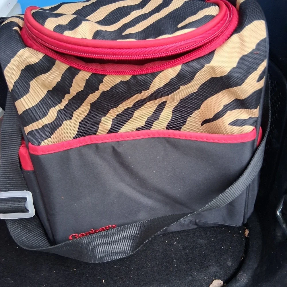 Vintage‎ Y2K Gerber Mini Diaper Bag Tiger Stripe Animal Print Black Red Tan...